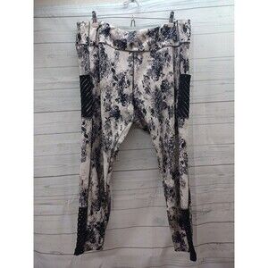 JGX Leggings Women Cream Black Crop Side Pocket Running Yoga Pants Plus 3X